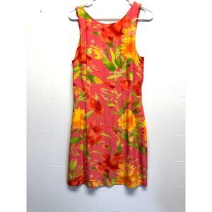 Merivio Pink Floral Sleeveless Midi Dress Size 10 Rayon Lined Made in USA